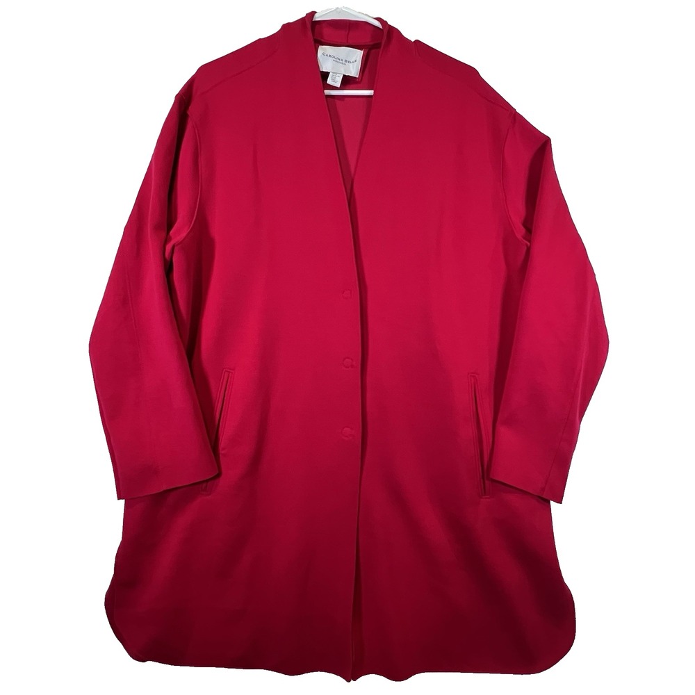 Carolina Belle Montreal Pink Knit Mid Length Sweater Women Size XL Duster